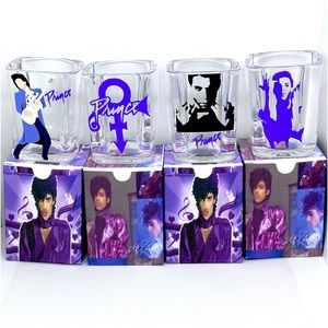 Set of 4 PRINCE Shot glasses/ Matching Gift boxes